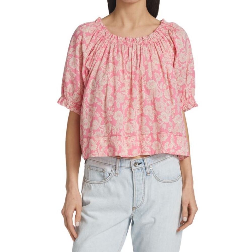 The Great Pink The Garland Off the Shoulder Short sleeve top size  1 small